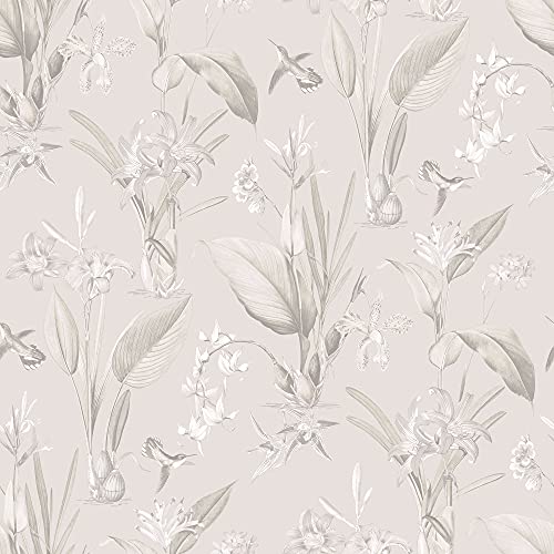 Galerie G78503 Secret Garden Cottage Botanical Wallpaper, Greige/Beige, 10m x 53cm