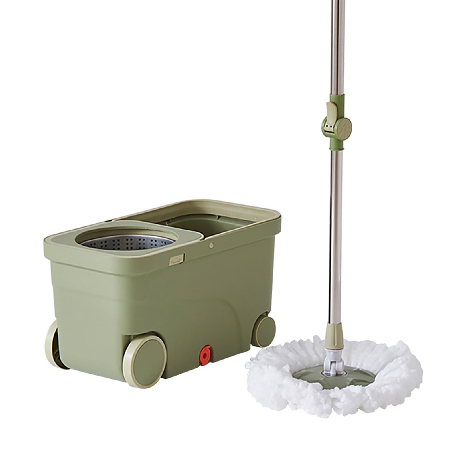 IUYIXWFP Spin Mop and Bucket Set with Wheels, Hands-Free Wringing, Adjustable Stainless Steel Handle,– Wet & Dry Floor Cleaning System for Hardwood,