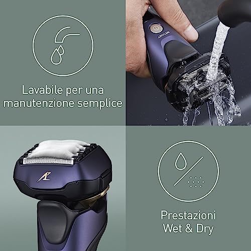 Panasonic Series 800 ES-LV67 Rasoio Wet and Dry, 5 Lame Su Testina Multidirezionale, Motore Lineare Ad Alta Velocità, Rasatura Precisa E Profonda, Tagliabasette A Scomparsa, Viola - 7