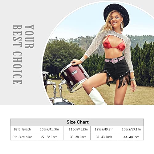 Xpvezl Studded Belt Rhinestone Belt For Women Men Belts Cowgirl Bling Silver Leather Belt Western Belt Gifts Festivals Party Belt Wide Womens Belts Belts For Women Women's Belt(Pink, M) #TOP5