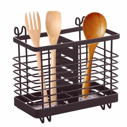 BooeDareno Cesta de secado universal para palillos con ganchos, cesta universal para lavaplatos, caja de almacenamiento multiusos (café)