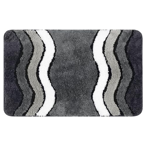 Tapis de salle de bain antidérapant séchage rapide gris 50,8 x 81,3 cm doux - 2
