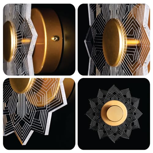 Image of Spiral Pattern 3-in-1 LED Wall Light Decorative Lamp with Golden Center Artistic Accent Lighting for Living Room Bedroom Hallway & Home Decor (Astra Glow Wall Lights, Pack of 2)