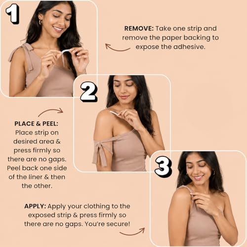 Image of SOFTSTYLE Double Sided fashion tape for women | Body tape to stick clothes & Dress Support | Transparent cloth tape for Neckline, Saree, Blouse & Clothing Fit (Transparent - Pack of 108)