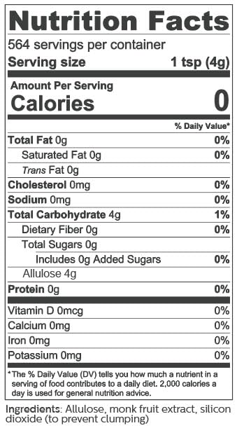 Monk Fruit Sweetener with Allulose - 11 Sugar Substitute Keto 0 Calorie Non-GMO (5 lb)