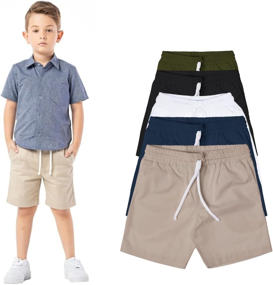 Bermuda Infantil Menino Sarja Bege Basic Casual Elástico
