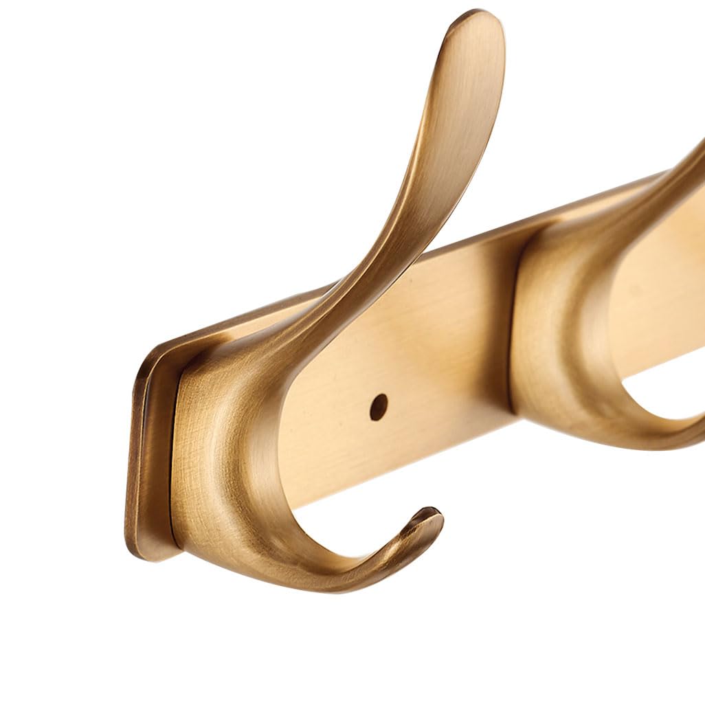 Lmysxaoz Gold Vintage Brass Coat Rack Wall Mount, Extra Long Heavy Duty Brushed Surface Hooks Hanging Rail Clothes Towel Racks For Bathroom Entryway Bedroom 5Hook