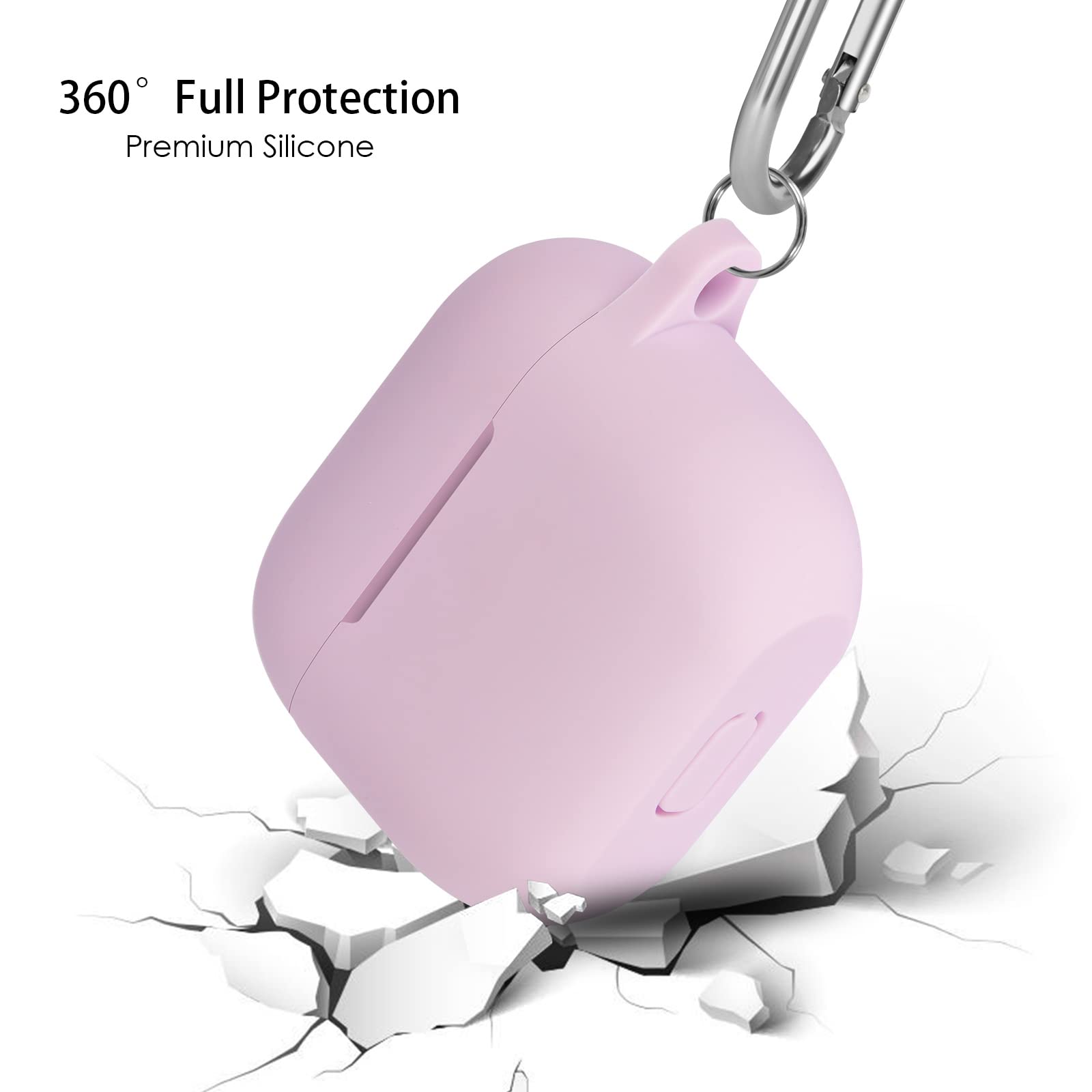 Funda de Silicona Compatible con AirPods 3, Anti-rasguños, Anti-Polvo, LED Frontal Visible, Funda Premium Silicona para AirPods 3.ª Generación (2021) con Mosquetón, Lavanda - 5