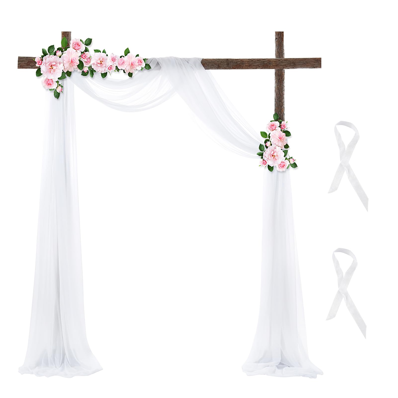 75×600cm Cortina Decorativa con Arco para Boda Romantica Blanco Sombra Cenefa Tela de Tul Cortina de Gasa Cortina para Fiesta Ceremonia Recepción Fiesta Aire Libre Actividades en Interiores(Blanco)