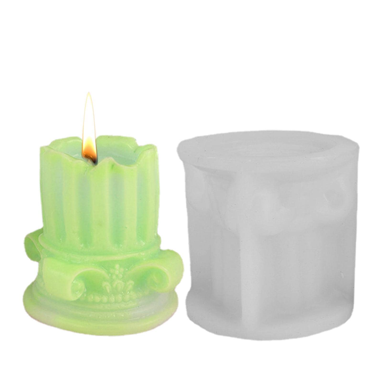 Moule En Silicone Colonne Romaine Rayée - Pour Bougies, Savon, Résine Ou Pâtisserie - Dimensions 7,5x7,5x6,6 Cm - Réutilisable Et Facile à Démouler
