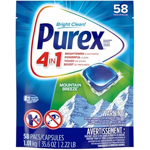 Purex 4-in-1 laundry detergent pacs, mountain breeze, 58 Count Cover