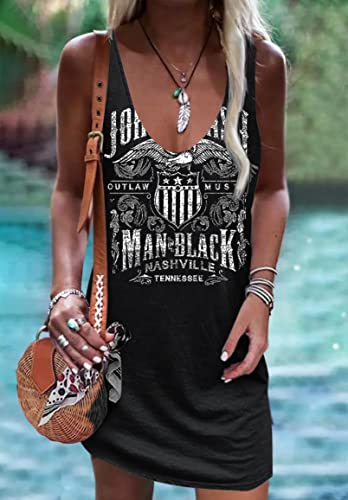 Image of Live Simple Coconut Tree Sleeveless Mini Dress Summer Beach Mini Dress Women's Summer Casual Sexy V Neck Mini Tank Dress