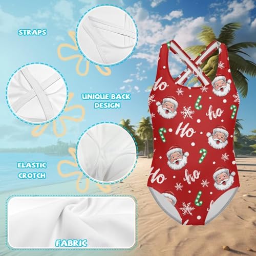 Image of One Piece Swimsuit for Girls Kids Quick Dry Bathing Suit with Crossback Strap Summer Beach Swimwear Size 5T-14