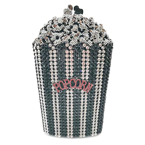 Image of DJBM Luxury Women Popcorn Rhinestone Evening Bag Funny Crystal Handbag Novelty Diamond Clutch Purse for Evening Party Prom