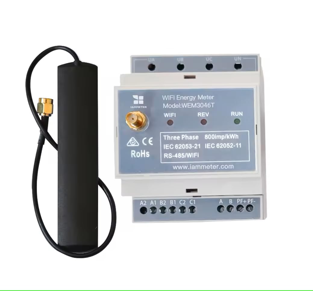 WLAN-Energiezähler, 3-Phasen-4-Leiter Strommonitor, unterstützt Split-Phase, flexibler Eingang für Stromwandler, Solar-PV-Überwachung, Home Assistant Integration, EN 18031 zertifiziert