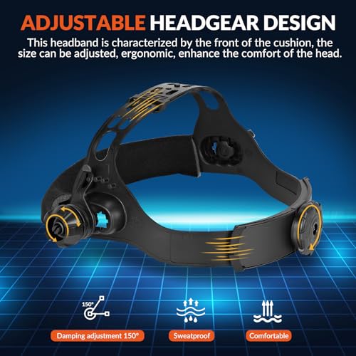 Image of Welding Helmet Auto Darkening,Welding Hood Solar Powered 3.66 * 1.69 inch,Mask With 2 Arc Sensors,Wide Shade 4 /9-13 Suitable for TIG, MIG, MAG With Welding gloves (M-001)