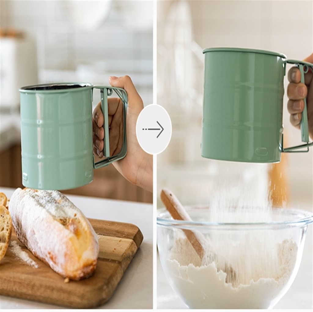 Stainless Steel Flour Sieve Hand-held Semi-automatic Baking Cup Filter Mesh Sifter