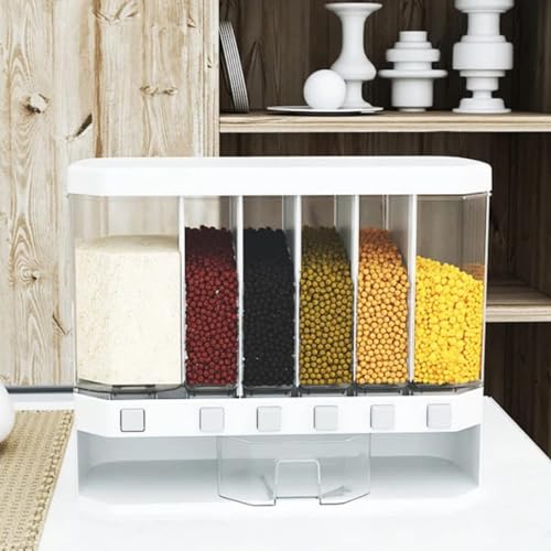 EVRUM-Kitchen-Storage-6-Grid-Container-Wall-Mounted-Cereal-Food-Dispenser-For-KitchenDry-Space-Saving-Food-Storage-Containers-for-CerealRiceNutsSnack-Plastic