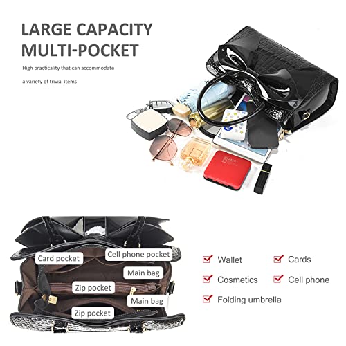 Bolso Tote de cuero patentado para mujer miniatura 3