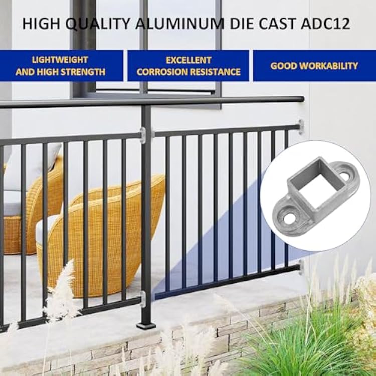 20 Pack 1'' x 1'' Aluminum Post Bracket, Wall Mount Rail End Bracket, Square Post Flange Base for Deck Railing Mailbox Fence