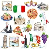 Italian Party Cupcake Toppers 48Pcs Italy theme birthday Cake Decorations Italy Pizza Party Decorations Rome Colosseum Cupcake Sticks for Buon Comleanno Party Supplies