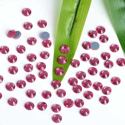 Image of Bymitel Hotfix Crystal Rhinestones Round Gems Iron on DIY Jewelry Making Flat Back for Crafts,Rose, 4.8mm(SS20 /1440pcs)
