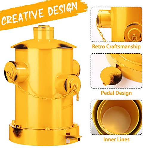 Fire Hydrant Trash Can Retro Creative Garbage Can With Inner Bucket Large Capacity Wrought Iron Pedal Trash Can Indoor Outdoor Waste Bins For Park Garden Kitchen Garbage (Small, Yellow) #TOP2