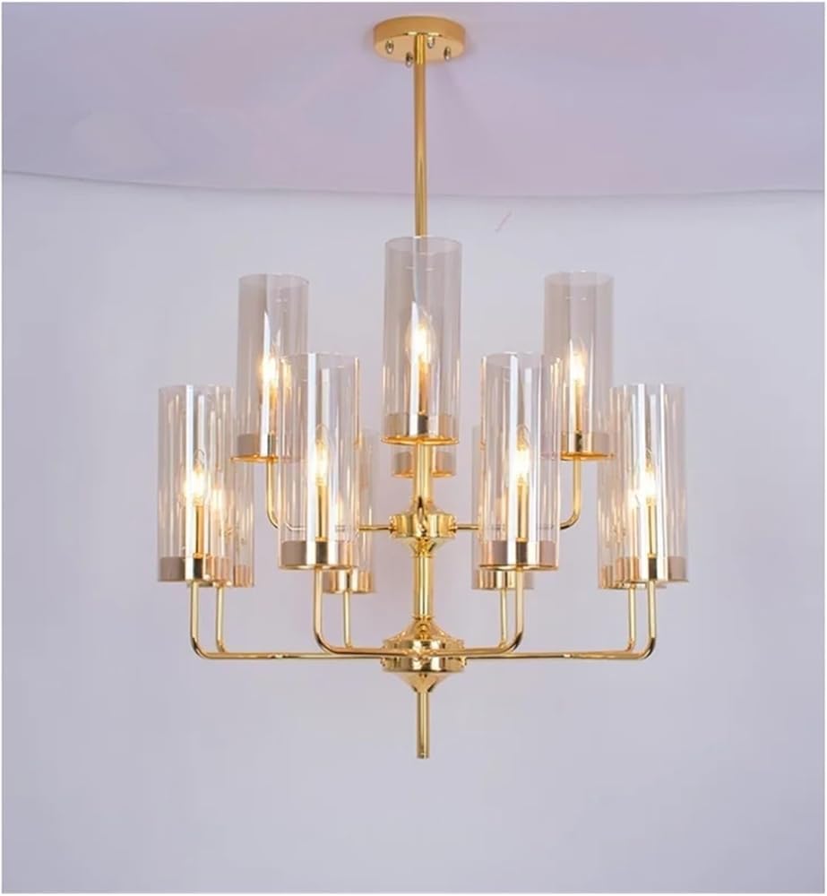 ITOSUI Modern Chandelier Light Fixture Luxury Glass Pendant Lighting 6-15 Heads Blue/Cognac - Living Room Dining Bedroom Indoor(Gold,6 Heads)