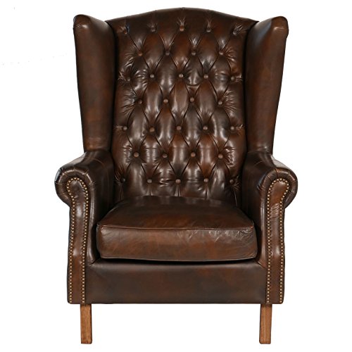 Joseph Allen Old World Antique Leather Wing Chair #TOP9