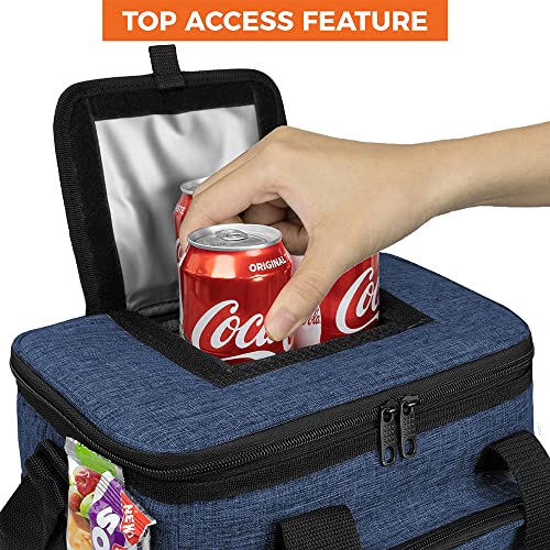 Opux Insulated Small Cooler Bag For Travel | Soft Collapsible Cooler Bag For Family Camping, Beach | Large Leakproof Lunch Bag Box For Work, Construction Lunch Pail | Fits 16 Cans (Heather Navy) #TOP2
