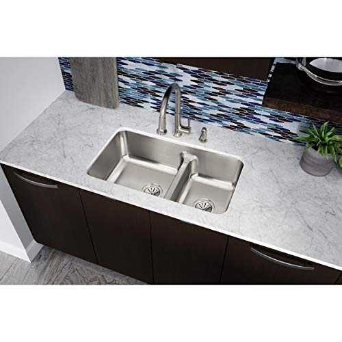 Elkay Eluhaqd32179 Lustertone Classic 40/60 Double Bowl Undermount Stainless Steel Sink With Aqua Divide #TOP1