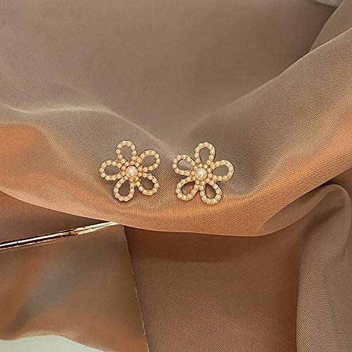 Pearl Flower Stud Earrings With Sweet And Elegant With S925 Silver Needle And14K Gold Plated Gifts Present Valentines Birthday Anniversary Mothers Day Christmasn(Gold) #TOP5