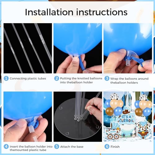 Image of 6 Sets Cowboy Baby Shower Balloon Stand Kit for Table My First Rodeo Balloon Stand Kit Western Themed Centerpiece Decorations for Cowboy Birthday Baby Shower Topper Party Supplies