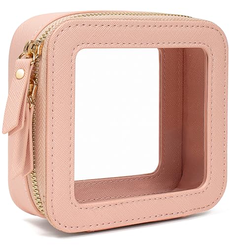 Image of Small Clear Makeup Bag for Purse,Cute Travel Cosmetic Case Bag(Mini Pink)