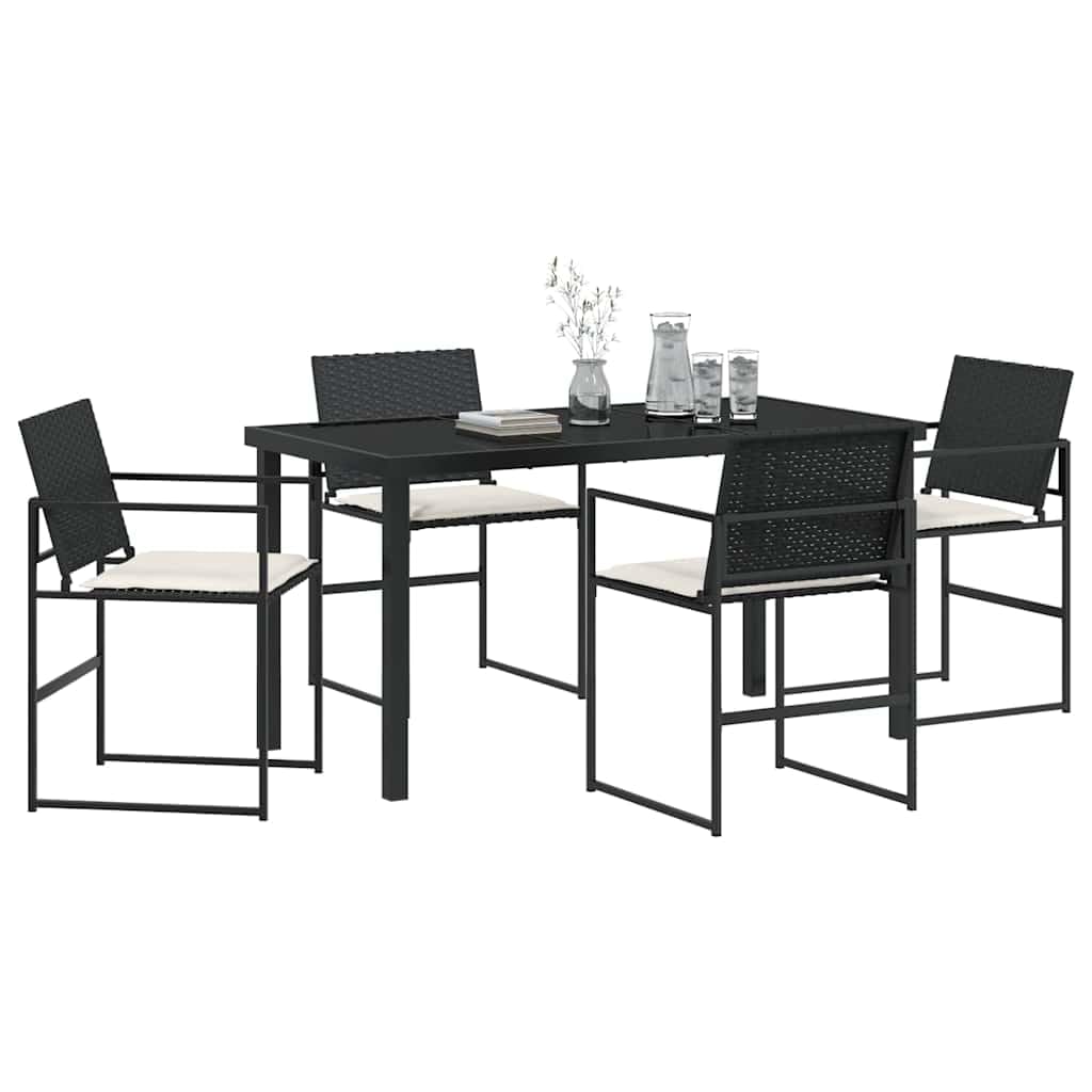 Table de jardin et chaises patio en rotin ensemble repas extérieur noir