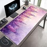 Alfombrilla de Ratón Gaming Flor, Alfombrilla Ratón XXL 80 x 40 cm, Grande PúRpura Mouse Pad con Bordes Cosidos, Impermeable Base de Antideslizante Caucho Tapete Rato para Oficina, Regalo PjY11474 J-R