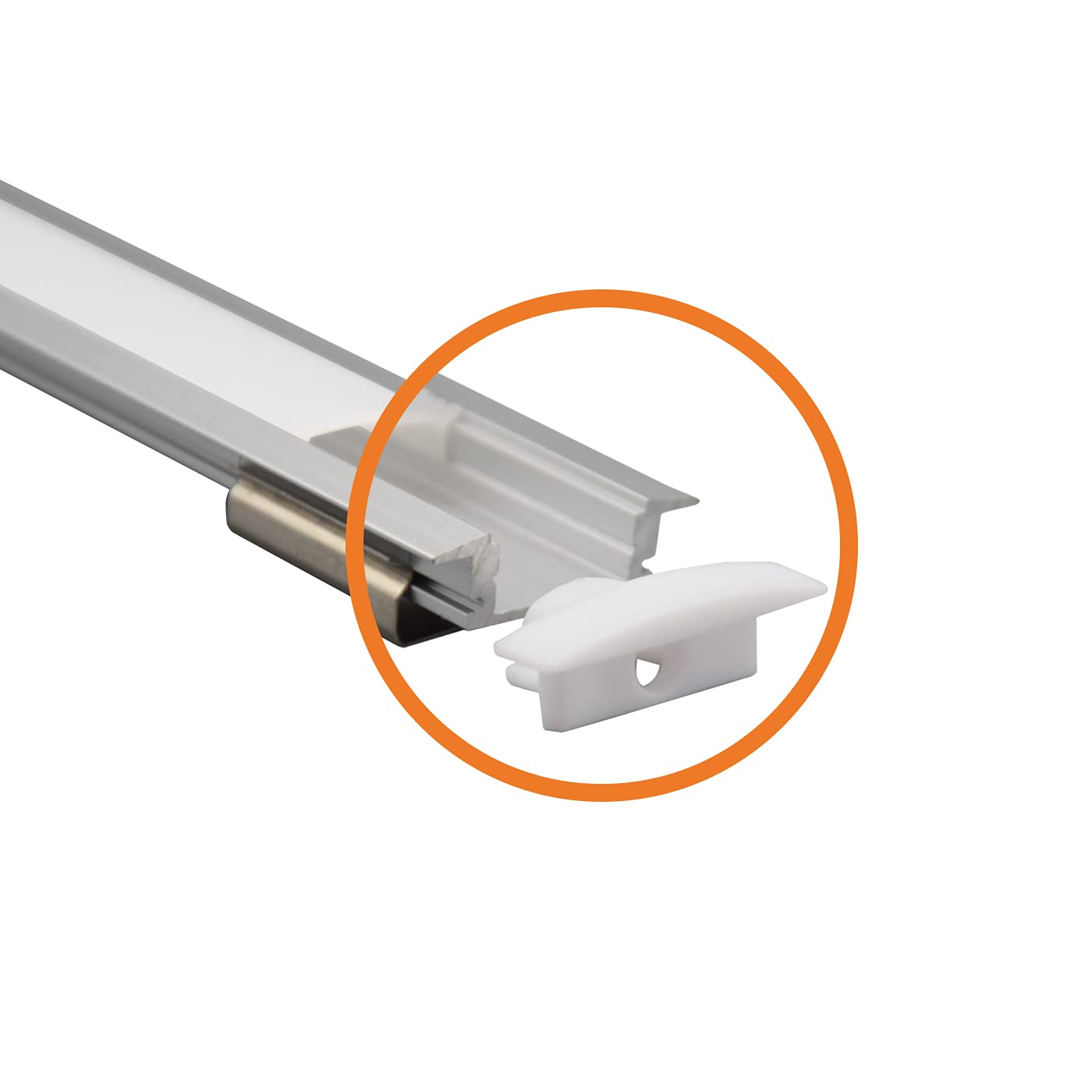 Eurekaled Profilo Alluminio da INCASSO 2 metri per Strisce LED con Copertura Opaca, Tappi e Ganci inclusi (10pz da 2 metri)
