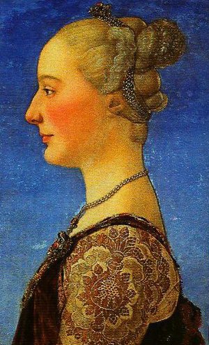 Peinture à l'huile portrait de femme Piero Del Pollaiolo tableau de décoration 12x16