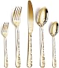 Dinner Gold Silverware Set Classic Dinnerware Palace Style 80 Piece Service for 16 Cutlery Dinnerware Set Wedding Christmas Halloween Home Kitchen Restaurant Anniversary Candlelight Dinner Family Key