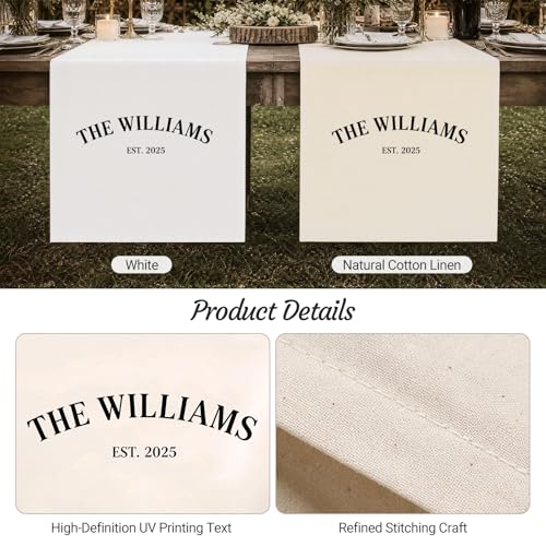 Image of Custom Wedding Table Sign, Personalized Fabric Wedding Banner Sweetheart Table Decor, Linen Wedding Sign for Table, Wedding Welcome Sign, Mr & Mrs Canvas Banner, Wedding Welcome Sign, Customized Table Runner with Name