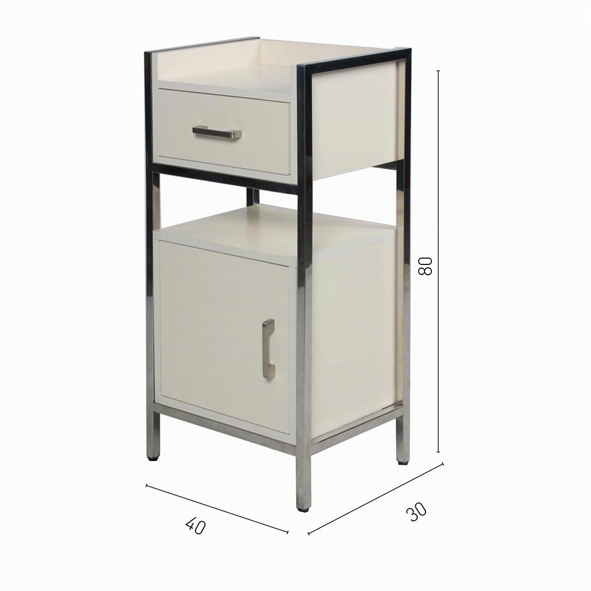 Italian Design - Mueble Tocador Whitechic - Mesa Auxiliar con Cajones para Peluquerías, Centros de Estética... - Gran Capacidad de Almacenaje - Mobiliario de Peluquería Profesional - 80 x 40 x 30 cm