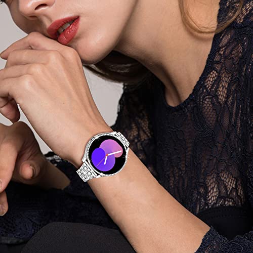 DEALELE [2-PACK] Case Compatible with Samsung Galaxy Watch FE / 5/4 40mm, Bling Single-Row Diamond PC Protective Case Replacement Watch Cover Bumper (40mm, Silver+ Transparent) - Image 4
