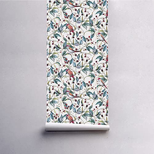 Papier peint oiseaux vintage 152x104 pour rénover meuble et mur