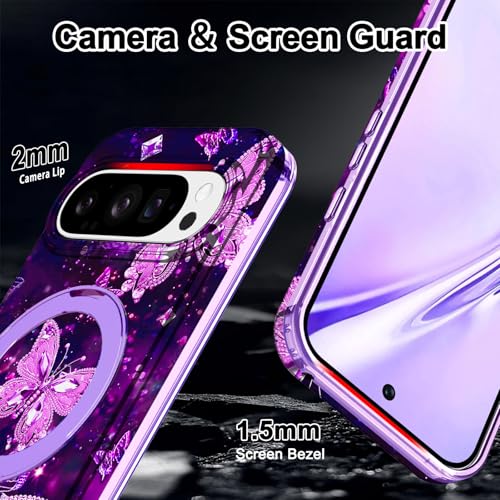 Shecaset for Google Pixel 10 Pro XL Case (2025),[Compatible with MagSafe][Glow in The Dark ] Magnetic Slim Shockproof Protective Women Girl for Google Pixel 10 Pro XL 6.8 inch,Purple - image 8