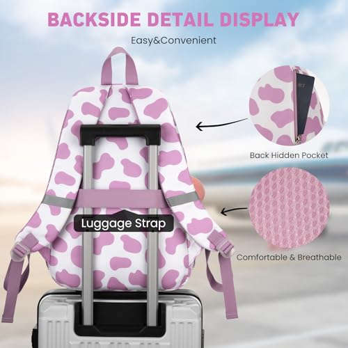 Image of WINDARS School Backpack for Teen Girls, Cute College Backpacks for Women Students Aesthetic Bookbag Large 15.6 Inch Laptop Bag Middle School Travel Back Pack (Cow Print Purple)