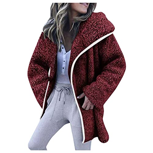 Women Winter Sherpa Jacket Long Sleeve Lapel Fuzzy Fleece Coat Oversized Open Front Warm Cardigan Outerwear #TOP27