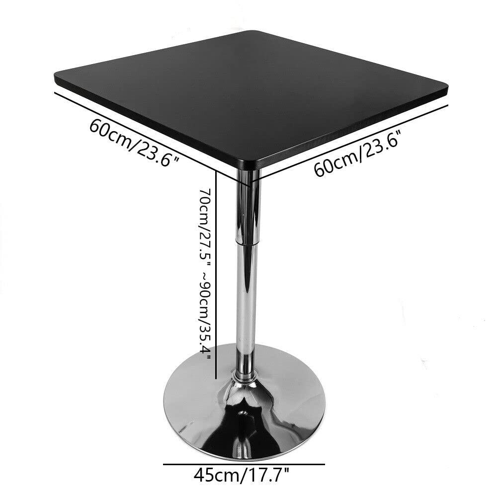 Table de bistrot - Noir - Rectangulaire - en Acier Inoxydable - Réglable en Hauteur - Table de bistrot carrée - Table de Bar - Table de Jardin Robuste - Ensemble de Meubles de