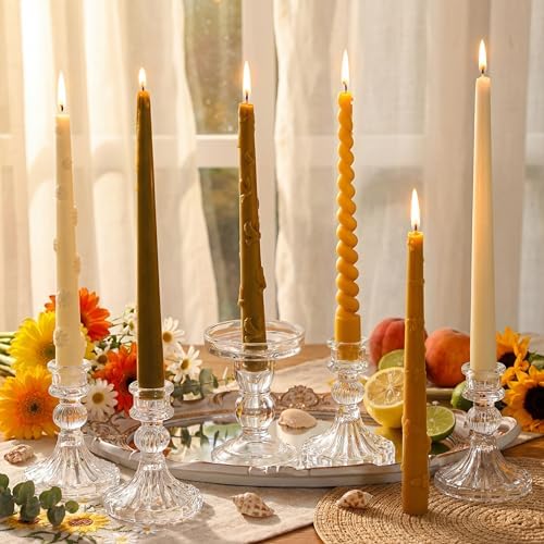 Nuanchu 6 Pcs Vintage Decorative Taper Candle Set Spring Dripless...