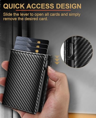 UNOSEKS Mens Wallet Card Holder - Minimalist Wallet for Men - Mens Wallet with RFID Blocking,Pop Up Aluminum Credit Card Holder (Black)3