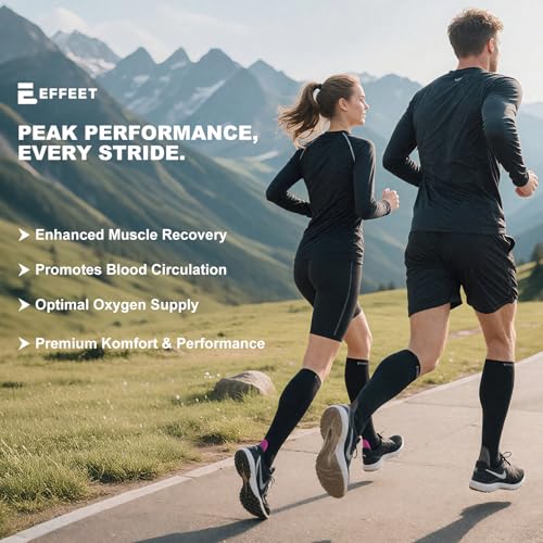 Effeet 2 Pares Medias de Compresión Mujer Hombre 20-30 mmHg - Calcetines Compresion para Deporte Vuelo Viaje Embarazo y Trabajo de Pie (Gris, 39-42) - imagen 2